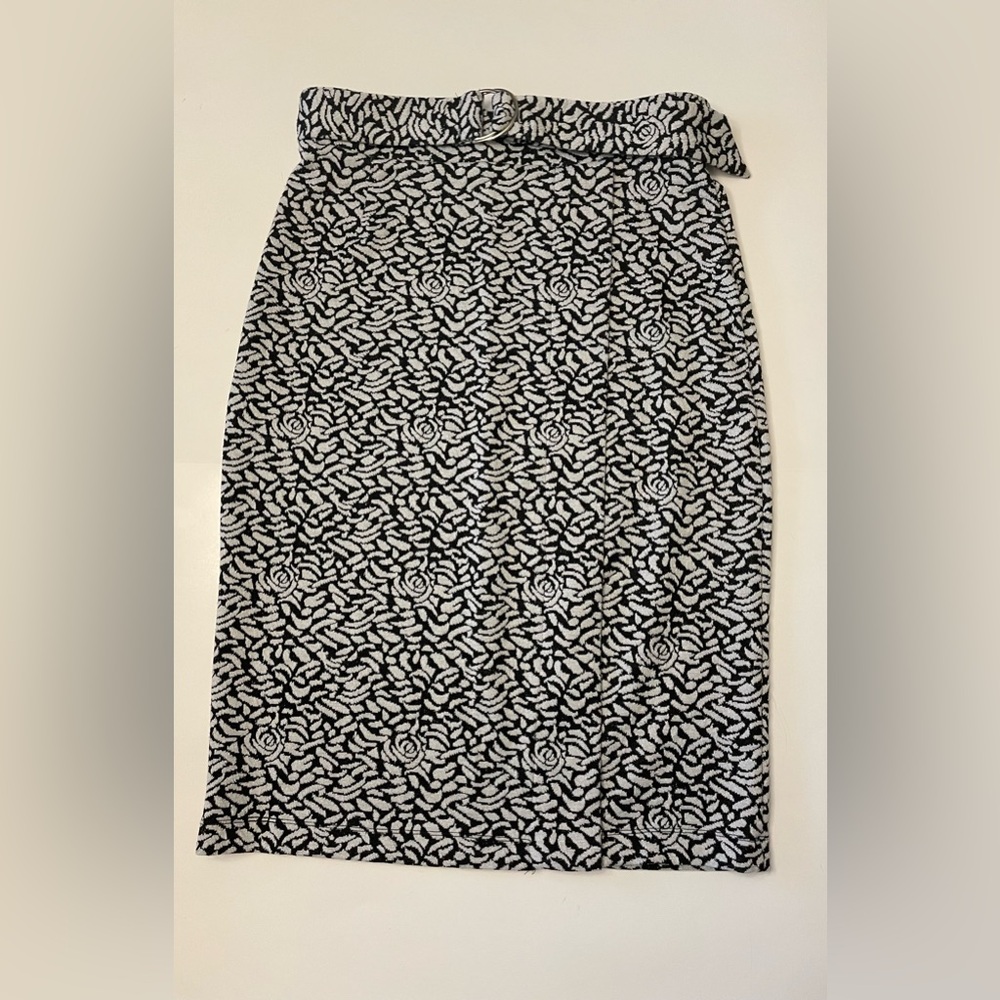 Chances R Black White Tweed Skirt Womens Size L